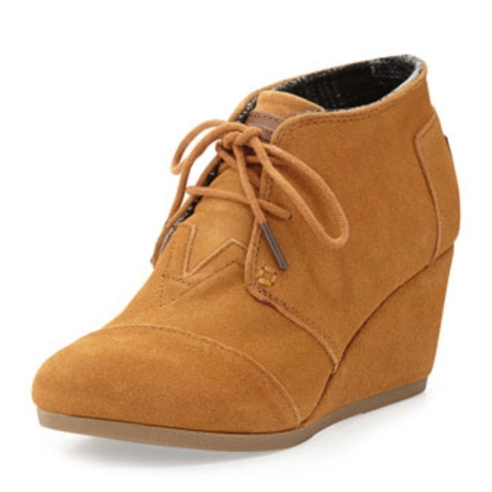 Toms suede desert wedge Booties in chestnut size‎ 8.5